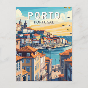 Porto Portugal Resa Konst Vintage Vykort