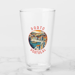 Porto Portugal Retro Distress Circle Glaskopp