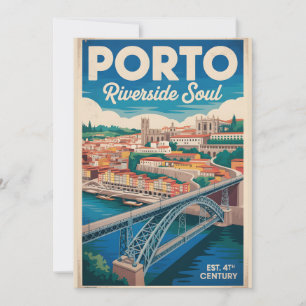 Porto Portugal Retro Stadssiluett Resa Julkort