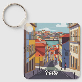Porto Portugal Travel Abstrakt Nyckelring
