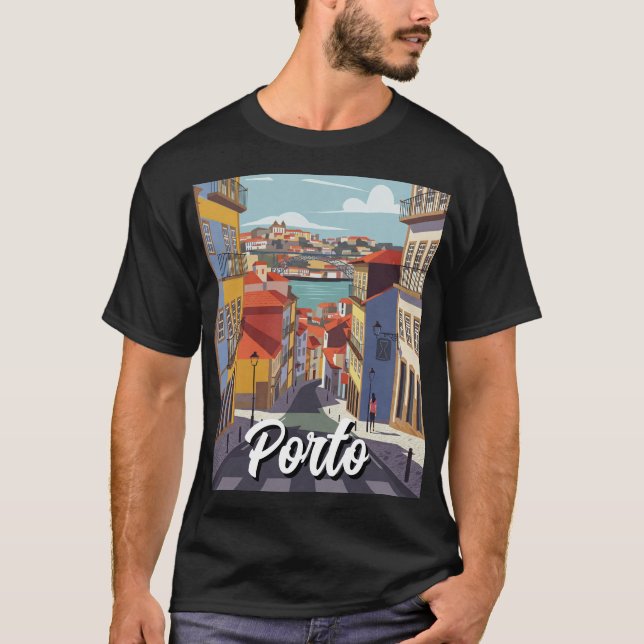 Porto Portugal Travel Abstrakt T Shirt (Framsida)