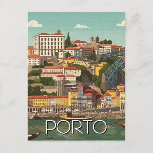 Porto Portugal Travel Abstrakt Vintage Vykort