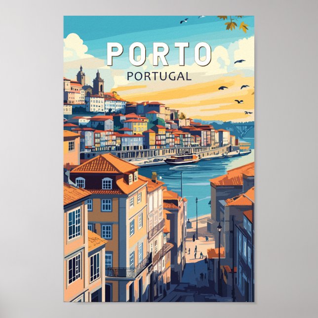 Porto Portugal Travel Art Vintage Poster (Framsidan)