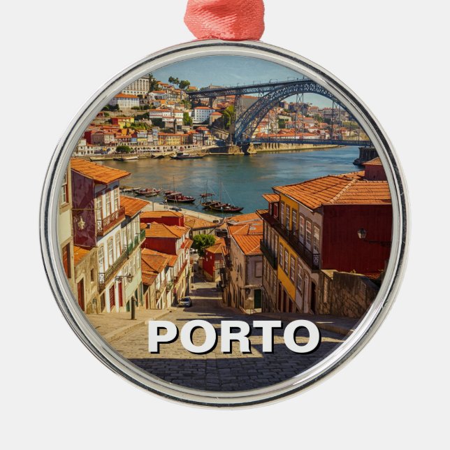Porto Portugal Travel Julgransprydnad Metall (Framsidan)