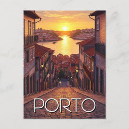 Porto Portugal Travel Sunset Vykort