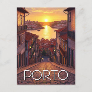 Porto Portugal Travel Sunset Vykort