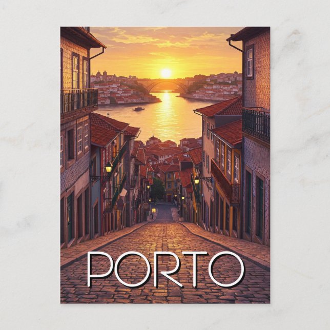 Porto Portugal Travel Sunset Vykort (Framsida)