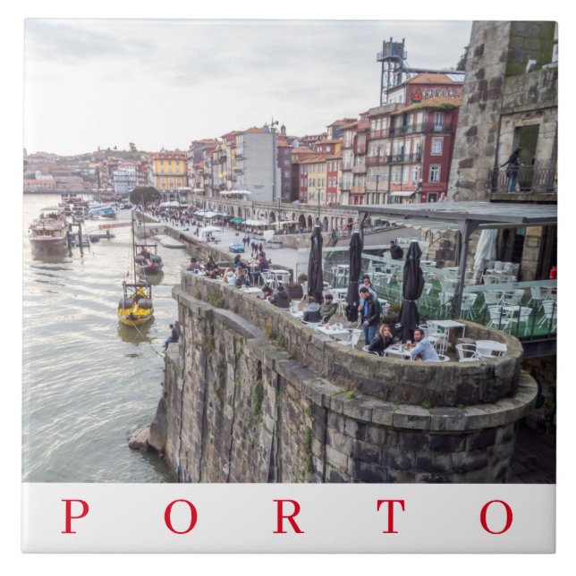 Porto Ribeira District View Ceramic tile Kakelplatta (Framsidan)