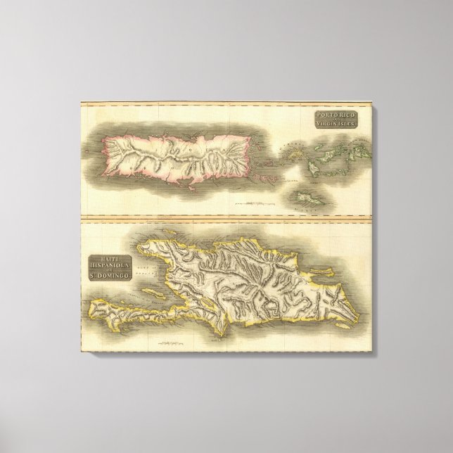 Porto Rico, Jungfruöarna, Hispaniola Canvastryck (Framsida)