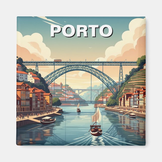 Porto River Cruise Portugal Travel Magnet (Framsidan)