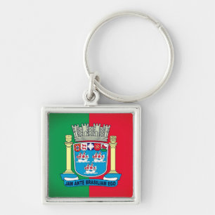 Porto Seguro, Bahia - BRAZIL Fyrkantig Silverfärgad Nyckelring