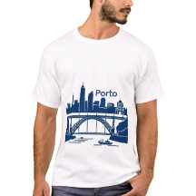 Porto Skyline Herr T-Shirt – Portugal Stadssiluett