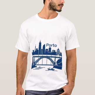 Porto Skyline Herr T-Shirt – Portugal Stadssiluett