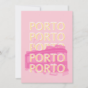Porto Travel Art, Portugal, Rosa, Preppy Julkort