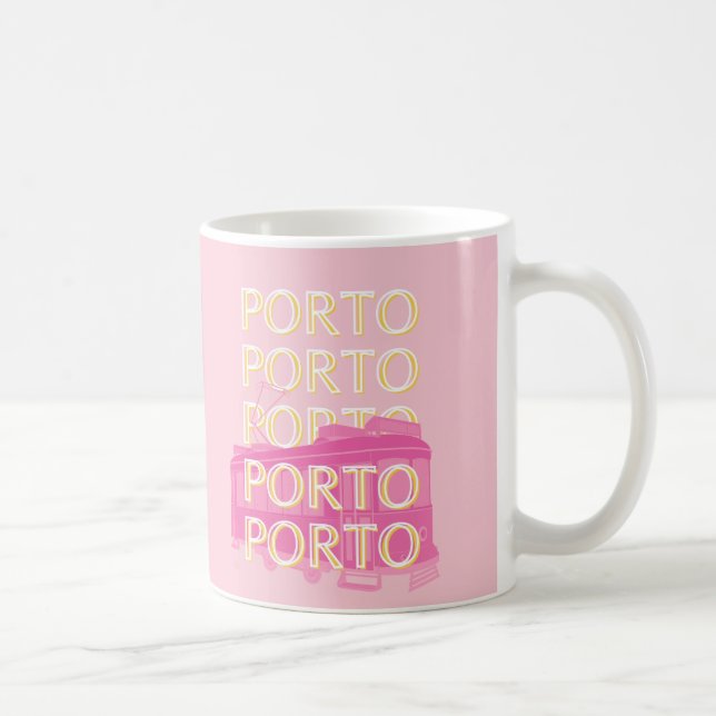 Porto Travel Art, Portugal, Rosa, Preppy Kaffemugg (Höger)