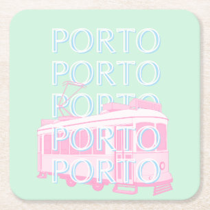 Porto Travel Art, Portugal Travel Art, Pastel Underlägg Papper Kvadrat