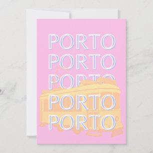 Porto Travel Art, Portugal Travel Art, Preppy Rosa Julkort