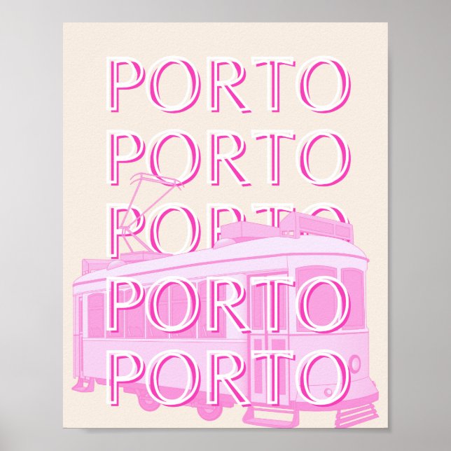 Porto Travel Art, Portugal Travel Art, Rosa Poster (Framsidan)