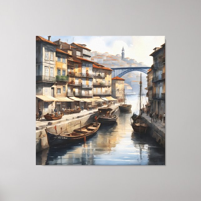 Porto, vattenfärg canvastryck (Framsida)