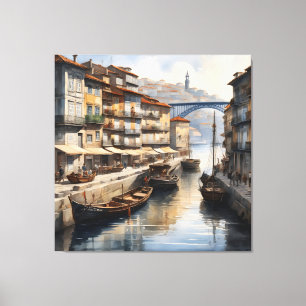 Porto, vattenfärg canvastryck