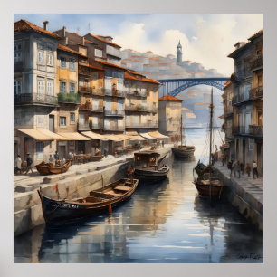 Porto, vattenfärg poster