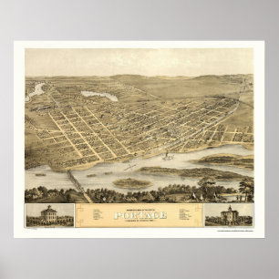 Porto, WI Panoramic Karta - 1868 Poster