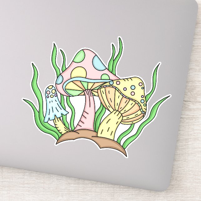 Portobello Mushroom Cute Pastel Klistermärken (Detalj)