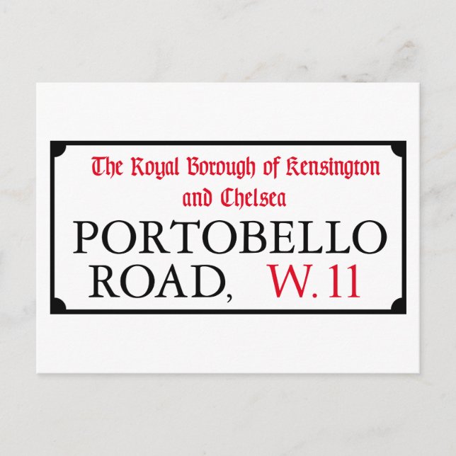 Portobello Road, London Street Sign Vykort (Framsida)