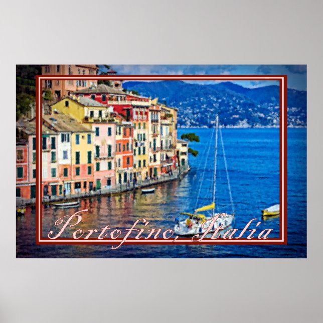 Portofino, Italia - målareffekt Poster (Framsidan)