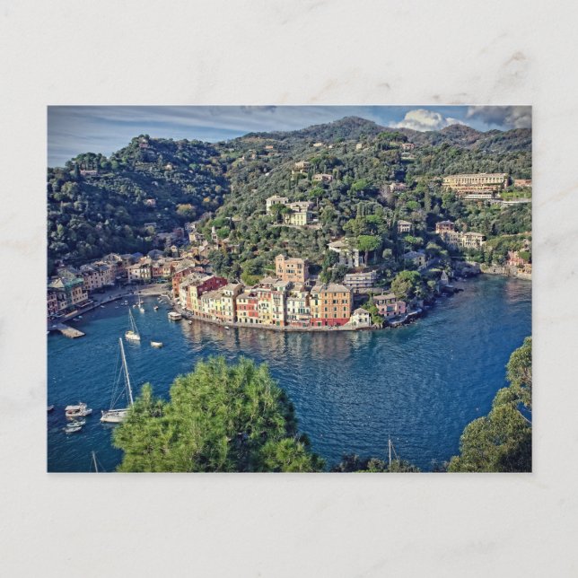 Portofino, Italien från ovan nämnda vykort (Framsida)