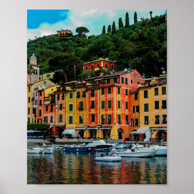 Portofino Italien Liguria Riviera Europe Travel Poster (Framsidan)