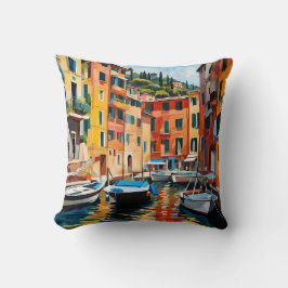 Portofino Italien Mediterranean Waterscape Boats Kudde
