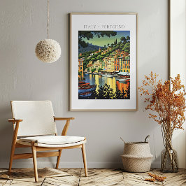 Portofino Italien Scenia Art Print Poster