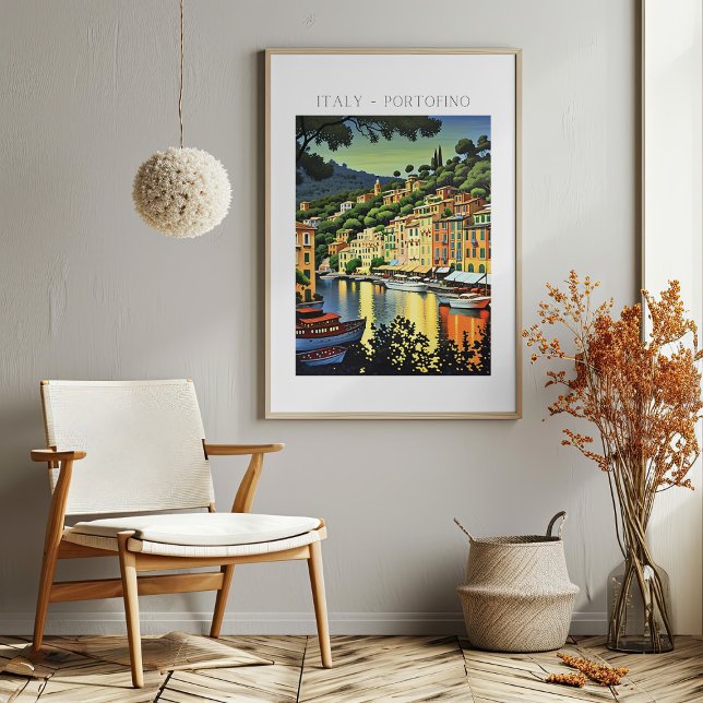 Portofino Italien Scenia Art Print Poster (Portofino Italy Scenic Art Print Poster Mockup 1)