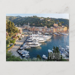 Portofino Italien vackra yachter i hamn Vykort