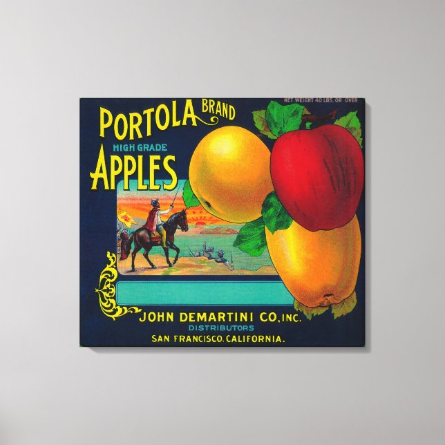 Portola Apple Låda-etikett Canvastryck (Framsida)