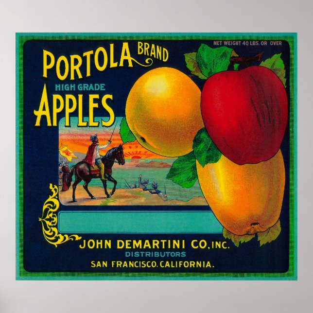 Portola Apple Låda-etikett Poster (Framsidan)