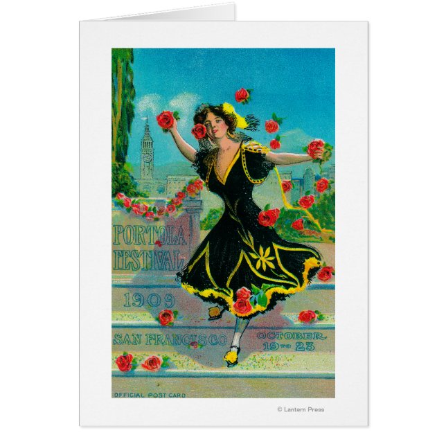 Portola Festival Advertisment (dansare) Hälsningskort (Framsidan)