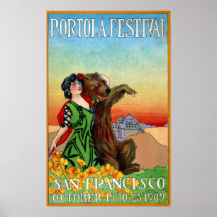 Portola Festival Dam med Bear Poster