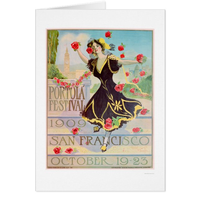 Portola festival i San Francisco 1909 Hälsningskort (Framsidan)