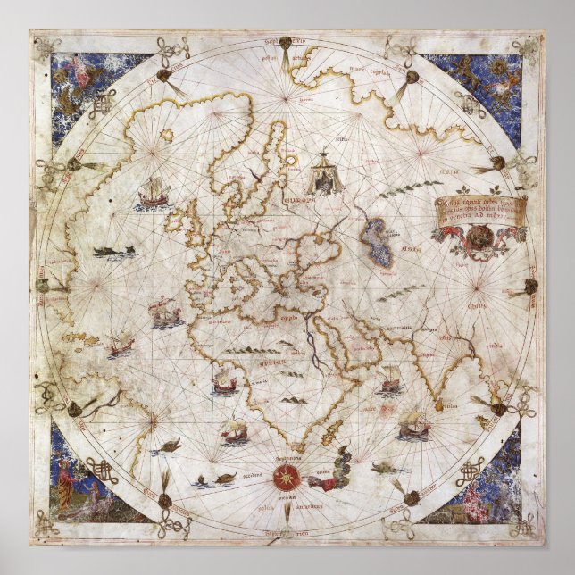 Portolan Chart of the World | 1519 Poster (Framsidan)