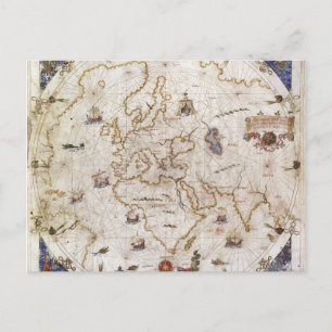 Portolan Chart of the World 1519 Vykort