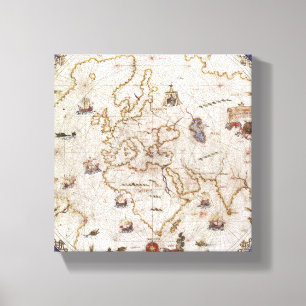 Portolan kartlägger av världen   1519 canvastryck