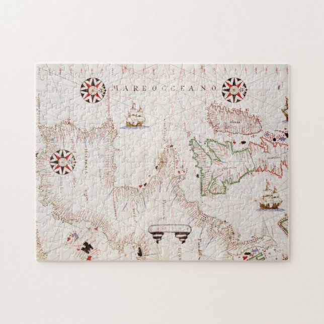 Portolanatlas för Medelhavet Joan Oliva Pussel (Horisontell)