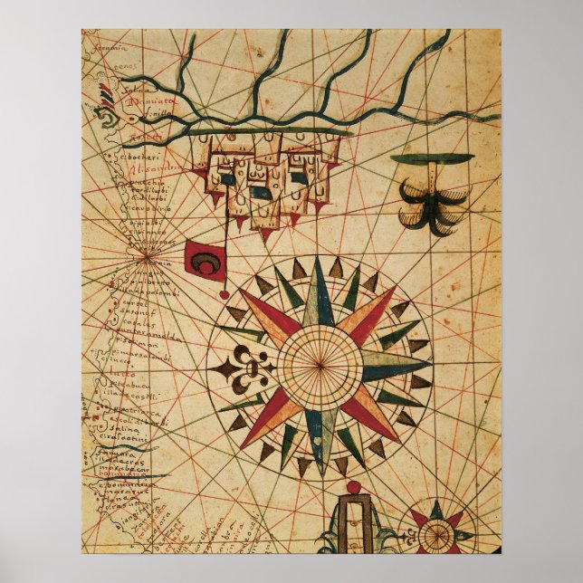 Portolandiagram | Karta i Kairo, Egypten Poster (Framsidan)