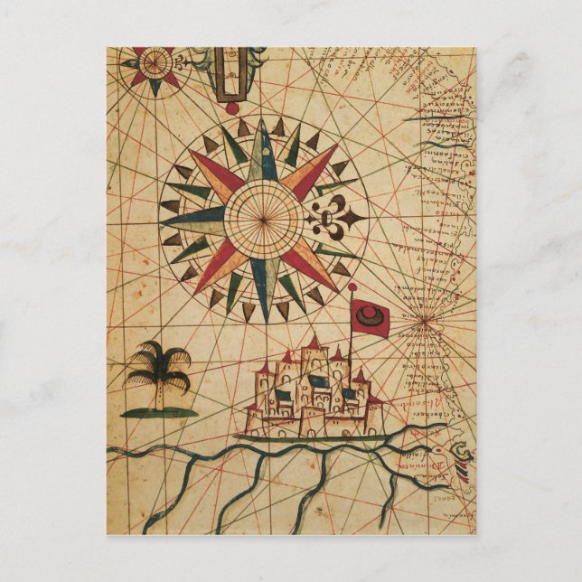 Portolandiagram | Karta i Kairo, Egypten Vykort (Framsida)