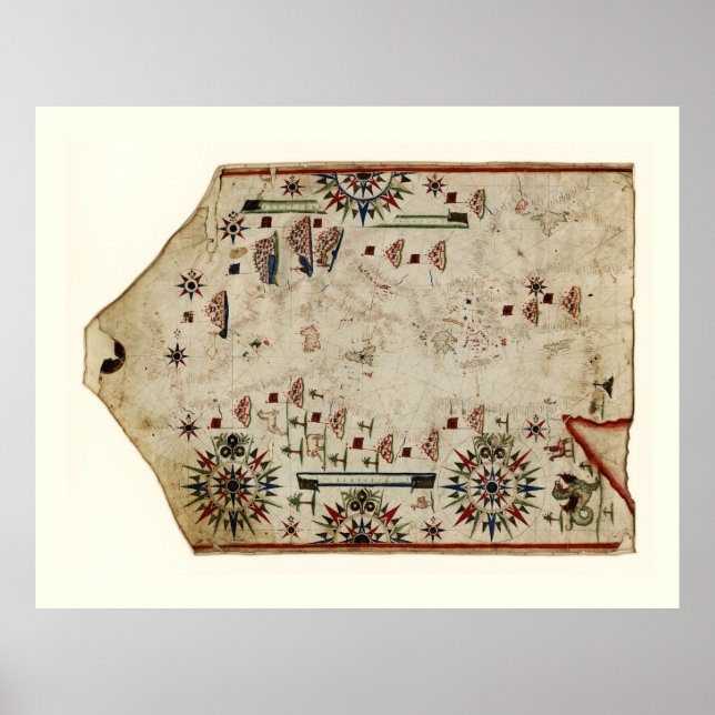 Portolandiagram över Medelhavet (cirka 1580) Poster (Framsidan)