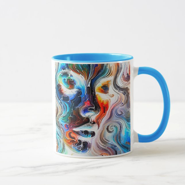 Portrait abstrait coloré d’un visage féminin. mugg (Höger)