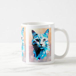 Portrait artistique de chat aux couleurs vives. kaffemugg