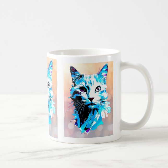 Portrait artistique de chat aux couleurs vives. kaffemugg (Höger)